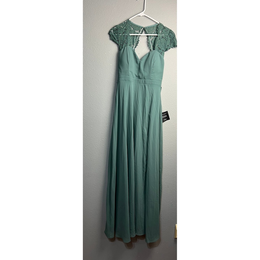 Lulus Awaken My Love Sage Green Lace Maxi Dress Open Back Cap Sleeve Gown